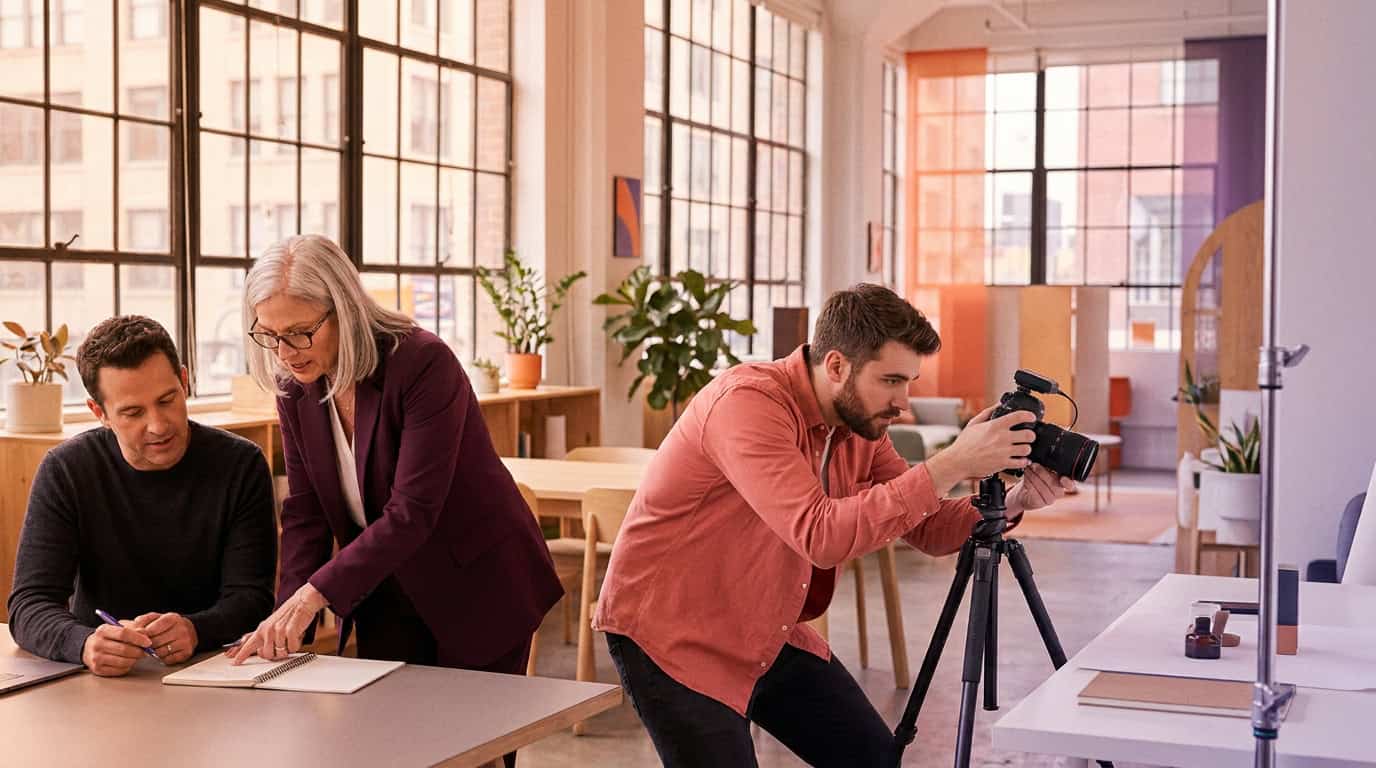 Content team planning a LinkedIn video shoot with a company leader
