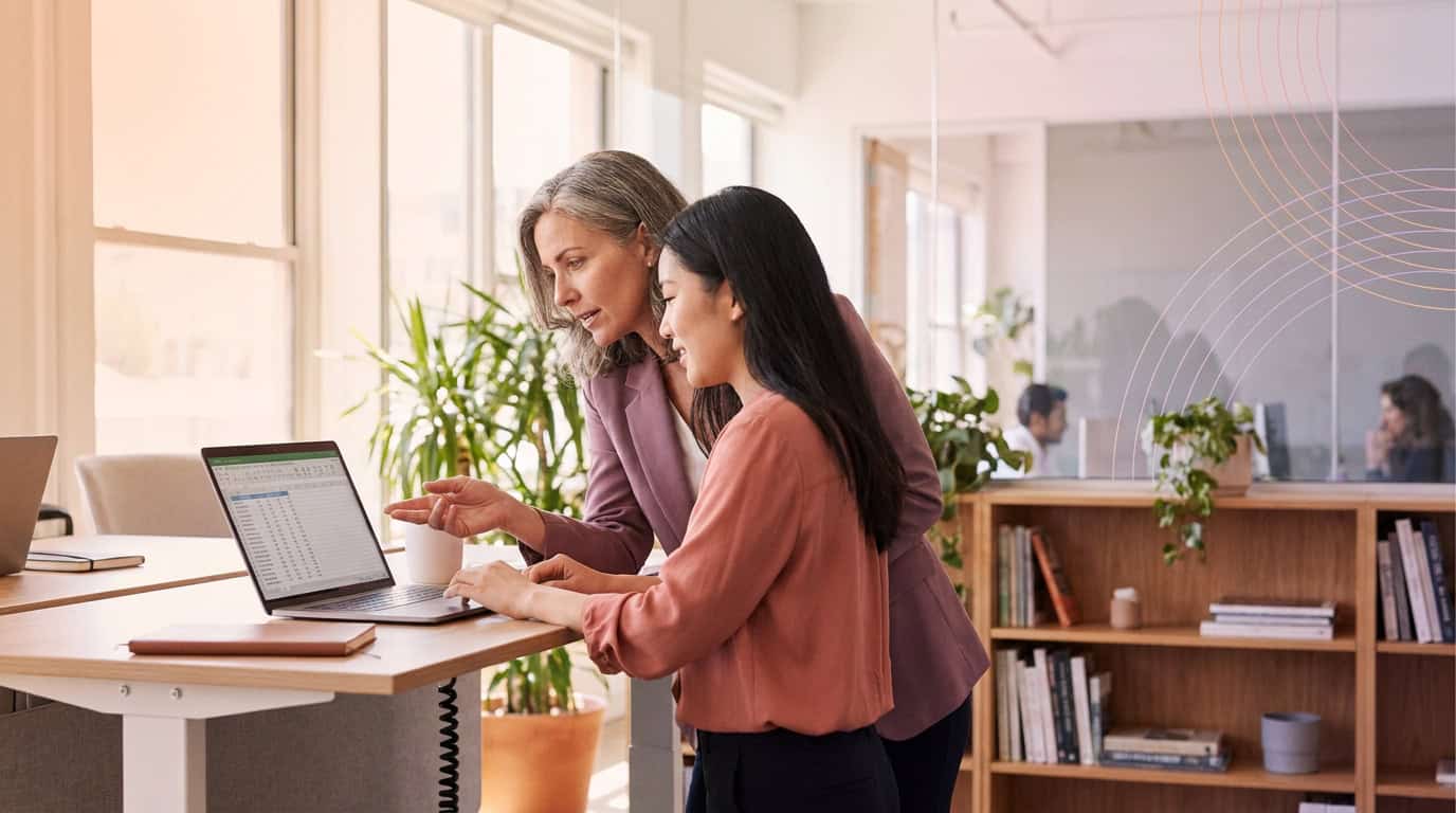 Sales lead reviewing prospects in LinkedIn Sales Navigator with a colleague