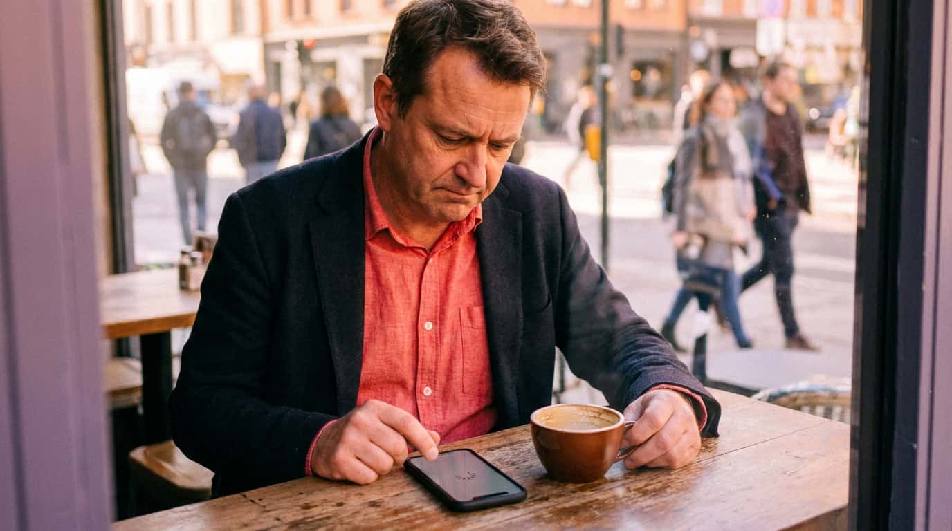 Person on a phone frustrated by a slow-loading website