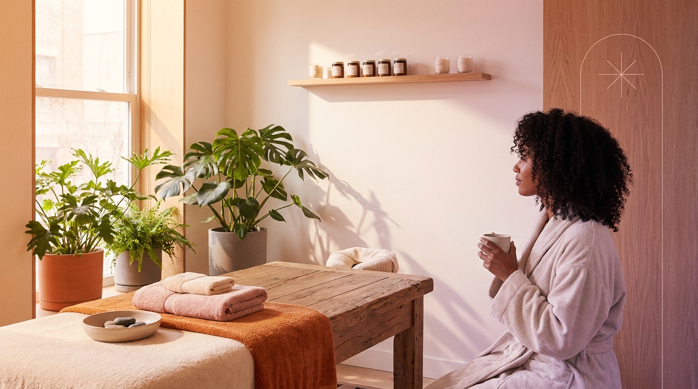 Calm treatment room at a wellness spa