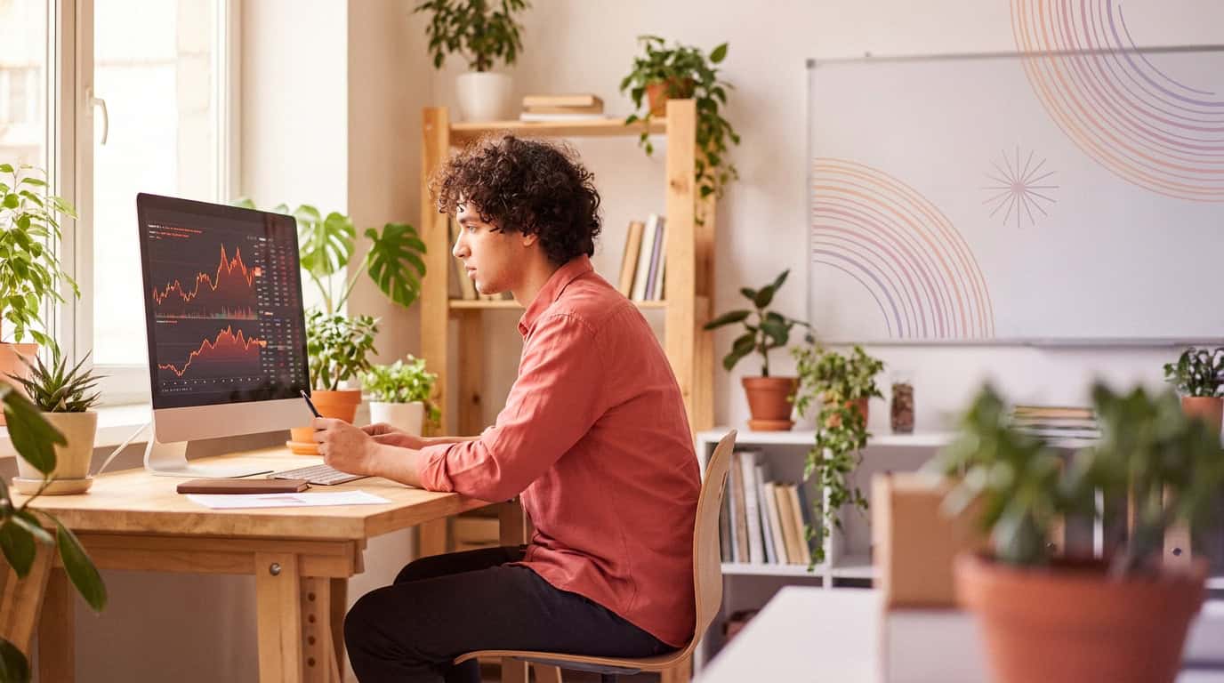 SEO specialist reviewing ranking reports on a monitor